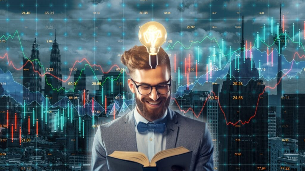 A day trader equipped with learning from a day trading book.